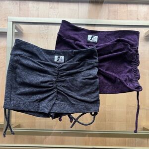 Gray and Purple Ruched Shorts celestial bodiez